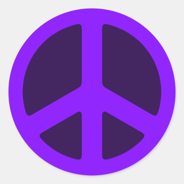 Purple Peace Sign Classic Round Sticker (Front)