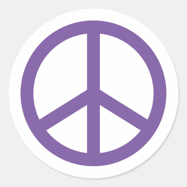 Purple Peace Sign Classic Round Sticker (Front)