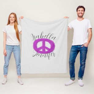 Purple Peace Sign Customizable Fleece Blanket
