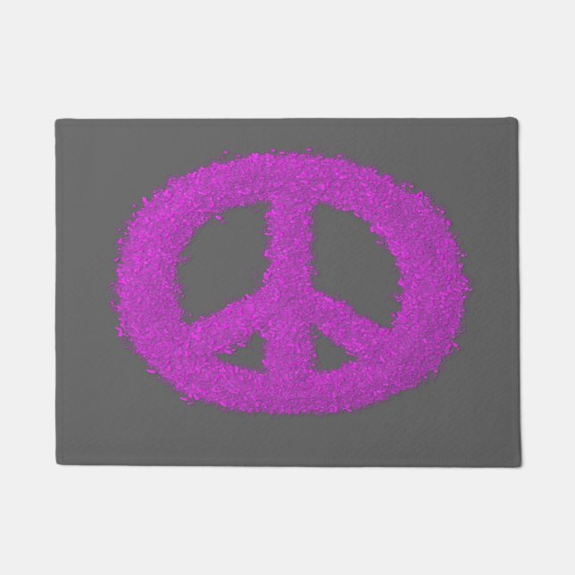Purple Peace Sign  Doormat (Front)