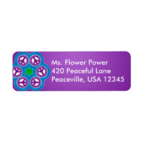 Purple Peace Sign Label
