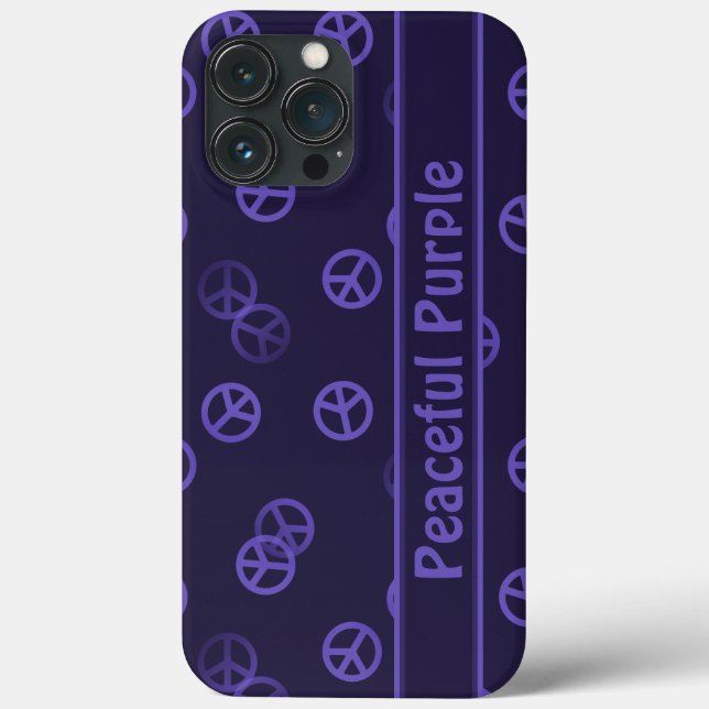 Purple Peace Sign Pattern w/ Custom Text Case-Mate iPhone Case (Back)
