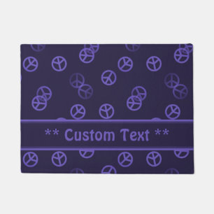 Purple Peace Sign Pattern w/ Custom Text Doormat