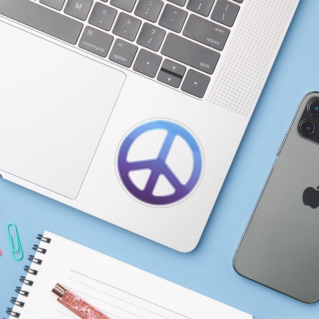 Purple Peace Sign Sticker (Laptop w/ iPhone)