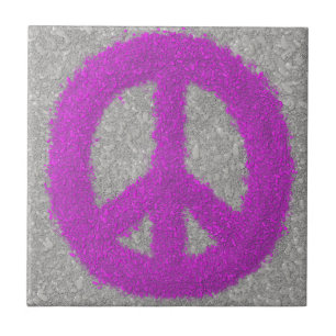 Purple Peace Sign Tile