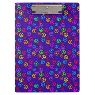 Purple Peace Signs, A Hippie Clipboard
