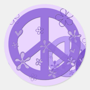 Purple Peace Signs on Cards and Stickers