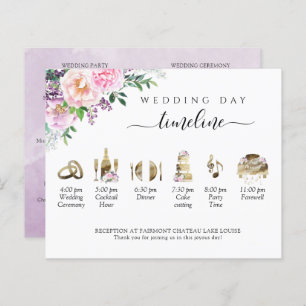 Purple Peach and Pink Wedding Timeline and Program