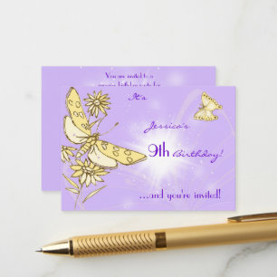 Purple Peach Butterfly Invitation Card