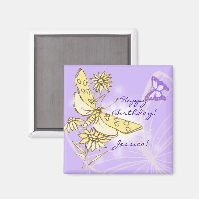 Purple Peach Butterfly  Magnet (Front/Back)