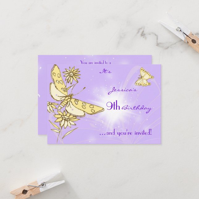 Purple Peach Butterfly RSVP Card (Front/Back In Situ)