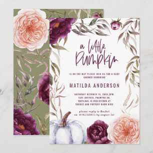 Purple + peach floral, pumpkin fall baby shower
