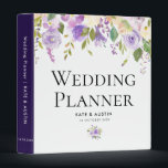 purple & peach floral wedding planner binder<br><div class="desc">The design on this binder features painted watercolor purple and peach flowers. The colour and text can be personalized..</div>