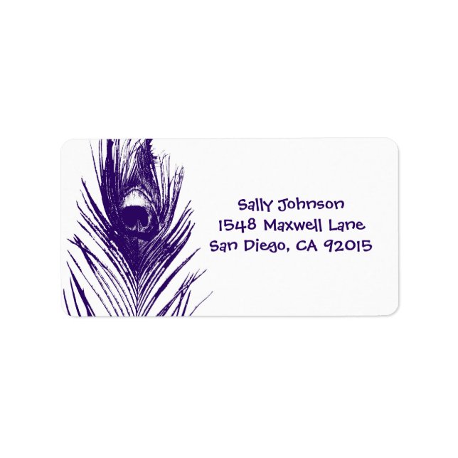 Purple Peacock Feather Address Labels (Front)