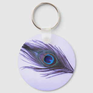 Purple Peacock Feather Keychain