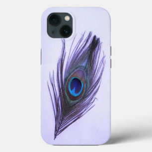 Purple Peacock Feather on Purple iPhone 13 Case