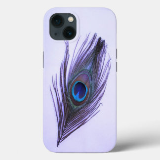 Purple Peacock Feather on Purple iPhone 13 Case