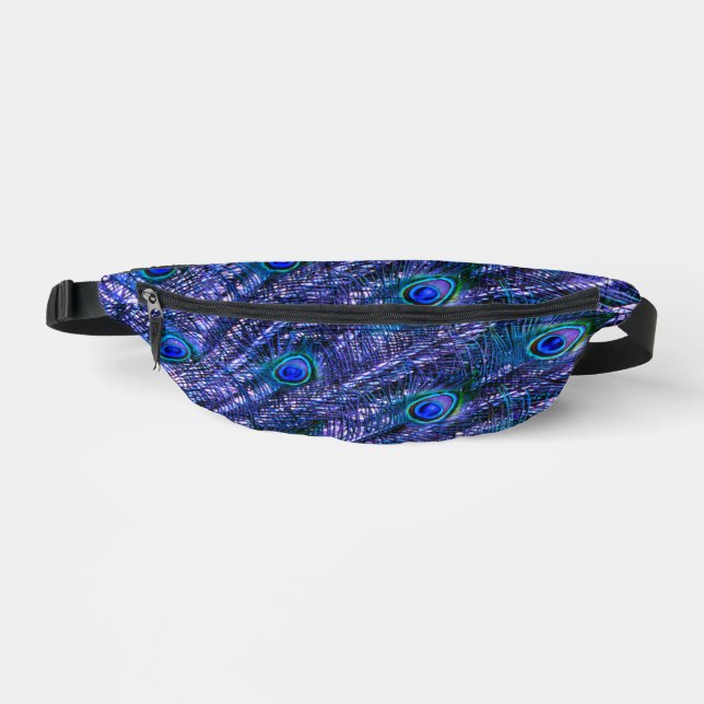Purple Peacock Feathers Fanny Pack (Front)