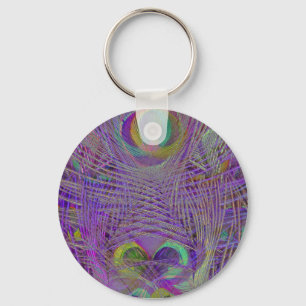 Purple Peacock Feathers Keychain
