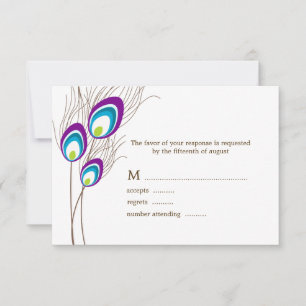 Purple Peacock Feathers RSVP Cards