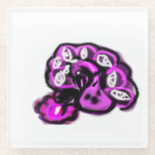 Purple peacock glass coaster