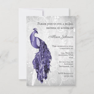 Purple Peacock Invitation à la douche nuptiale