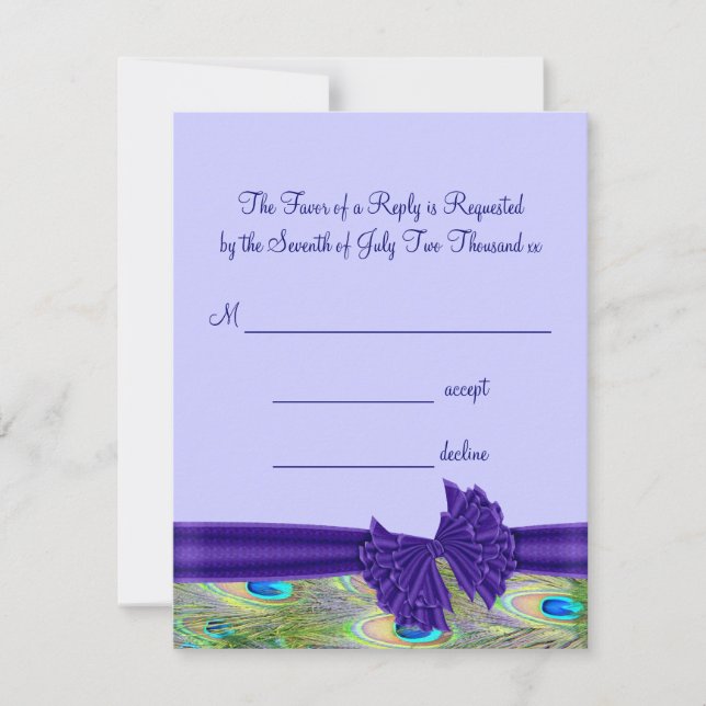 Purple Peacock Invitations de mariage (Devant)