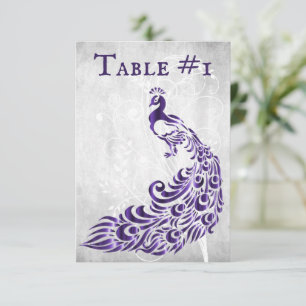 Purple Peacock Leaf Vine Table Card