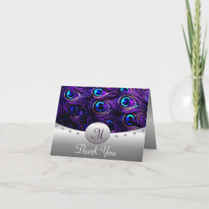 Purple Peacock Mariage Merci Cartes