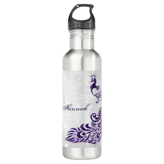 Purple Peacock Personalized 710 Ml Water Bottle (Front)