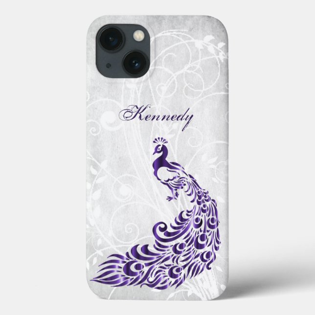 Purple Peacock Personalized Case-Mate iPhone Case (Back)