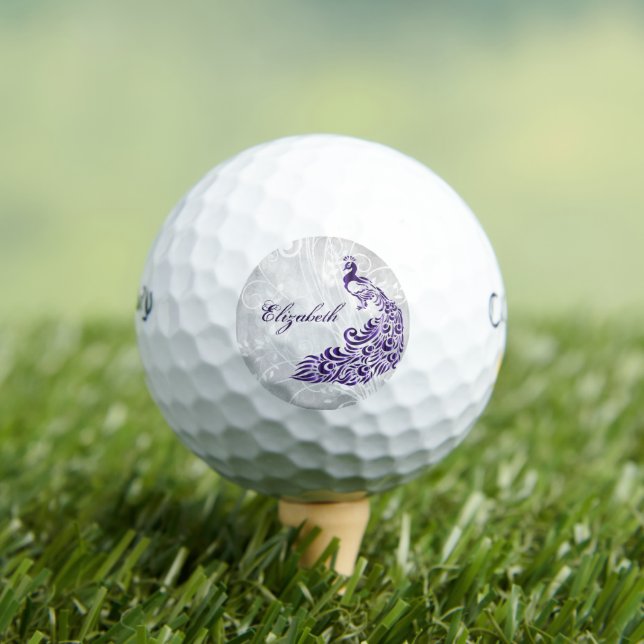 Purple Peacock Personalized Golf Balls (Insitu Tee)