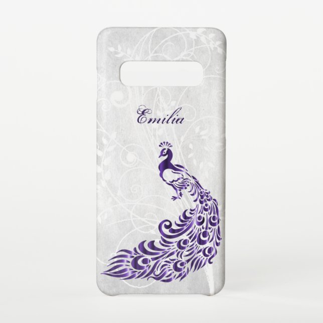 Purple Peacock Personalized Samsung Galaxy Case (Back)