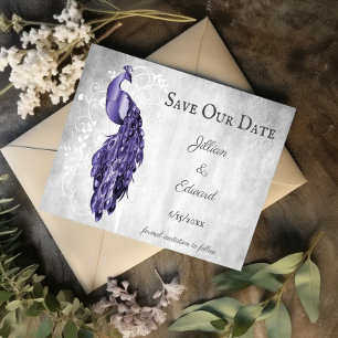 Purple Peacock Save The Date Announcement