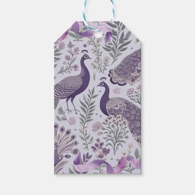 Purple Peacock Toile  Gift Tags (Front)