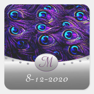 Purple Peacock Wedding Invitation Envelope Seals