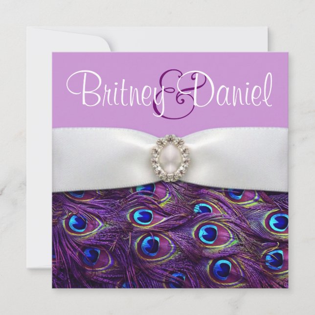 Purple Peacock Wedding Invitations (Front)