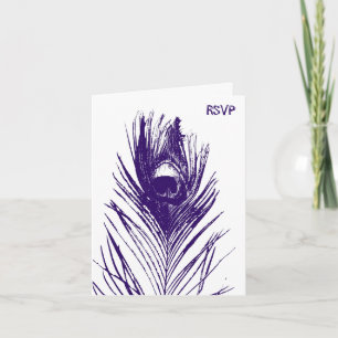 Purple Peacock Wedding RSVP Invitation