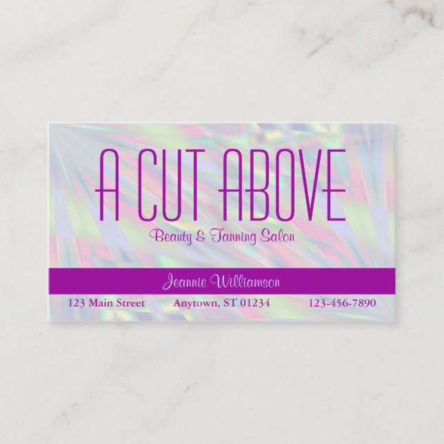 Purple Pearl Beauty Salon Business Card (Front)