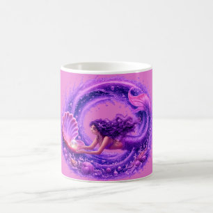 Purple Pearl Seeker Mermaid Fantasy Wave Art Coffee Mug