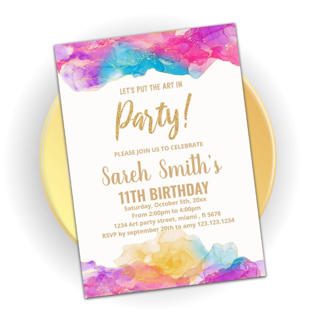 Purple Peinture Invitations Anniversaire (Créateur téléchargé)