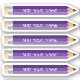 Purple Pencil Name Custom-Cut Vinyl Sticker