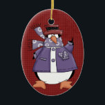 Purple Penguin Ceramic Christmas Ornament<br><div class="desc">Text can be added to this ornament to make a personalized holiday gift. If you need help, just click on the contact link below to send the designer a personal detailed message.</div>
