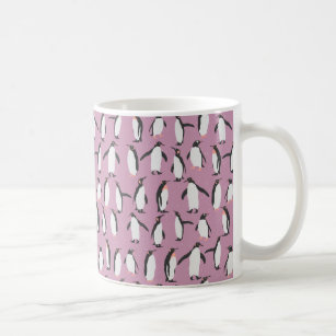 Purple Penguin Pattern Coffee Mug