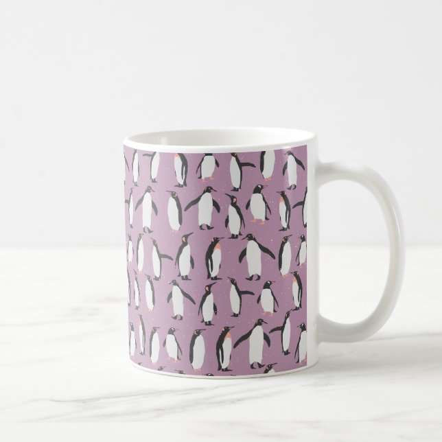 Purple Penguin Pattern Coffee Mug (Right)