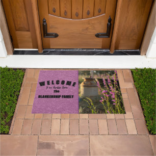 Purple Penstemon and Rusty Old Milk Can Photo Doormat