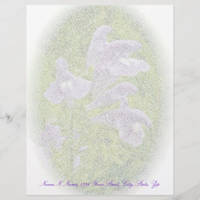 Purple Penstemon Letterhead Stationery (Front)