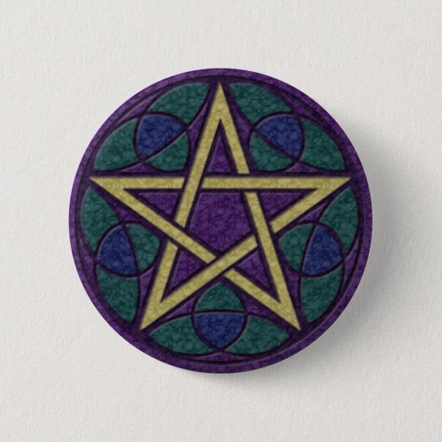 Purple Pentacle Triquetra 2 Inch Round Button (Front)