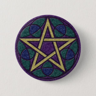 Purple Pentacle Triquetra 2 Inch Round Button
