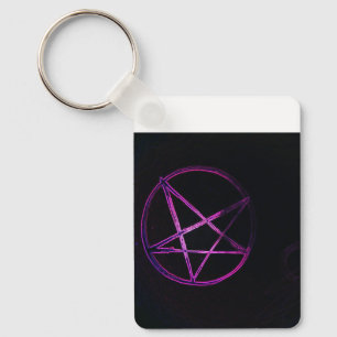 purple pentagram credit card bottle opener keychain
